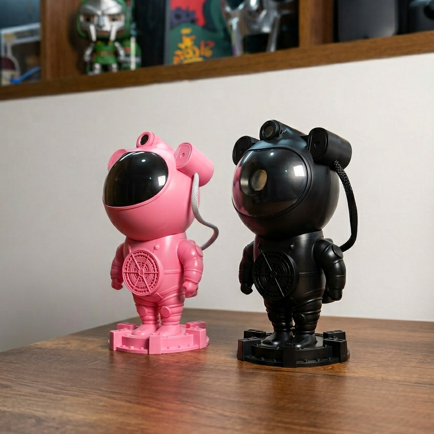 Proyector Astronauta 360° rosado con Bluetooth, Luz Nebulosa y Ruido Blanco